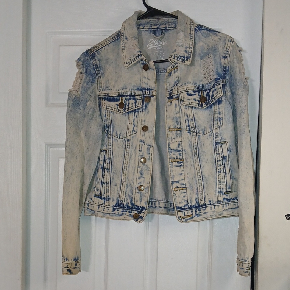 Blue Distressed Denim Jacket